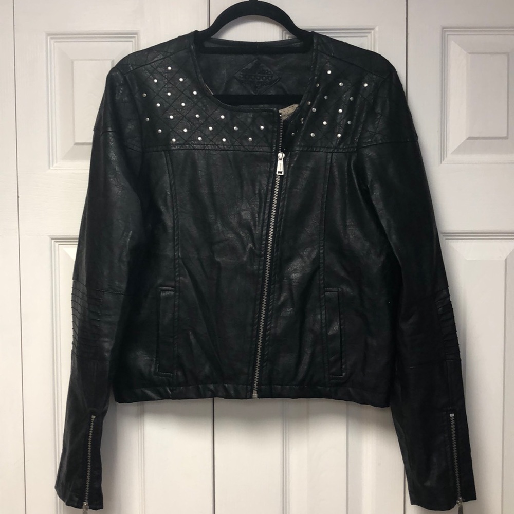 Faux Leather Moto Style Jacket